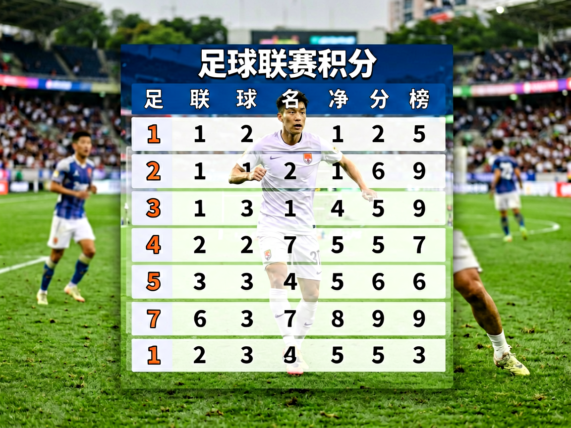 足球联赛积分榜与球场背景